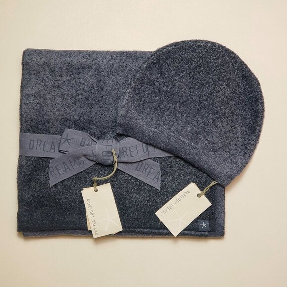 Barefoot Dreams CozyChic Lite Confetti Beanie Scarf Set OS Deep Sea Blue Indigo - Picture 2 of 16